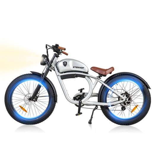 S26 Retro Electric Cruiser Bike: 1500W Peak Power Motor, 34 MPH, 48V 20Ah Battery 50 Mile Long Range, 26" Fat Tires for Any Terrain, with Shimano 7-Speed, Hydraulic Disc Brakes