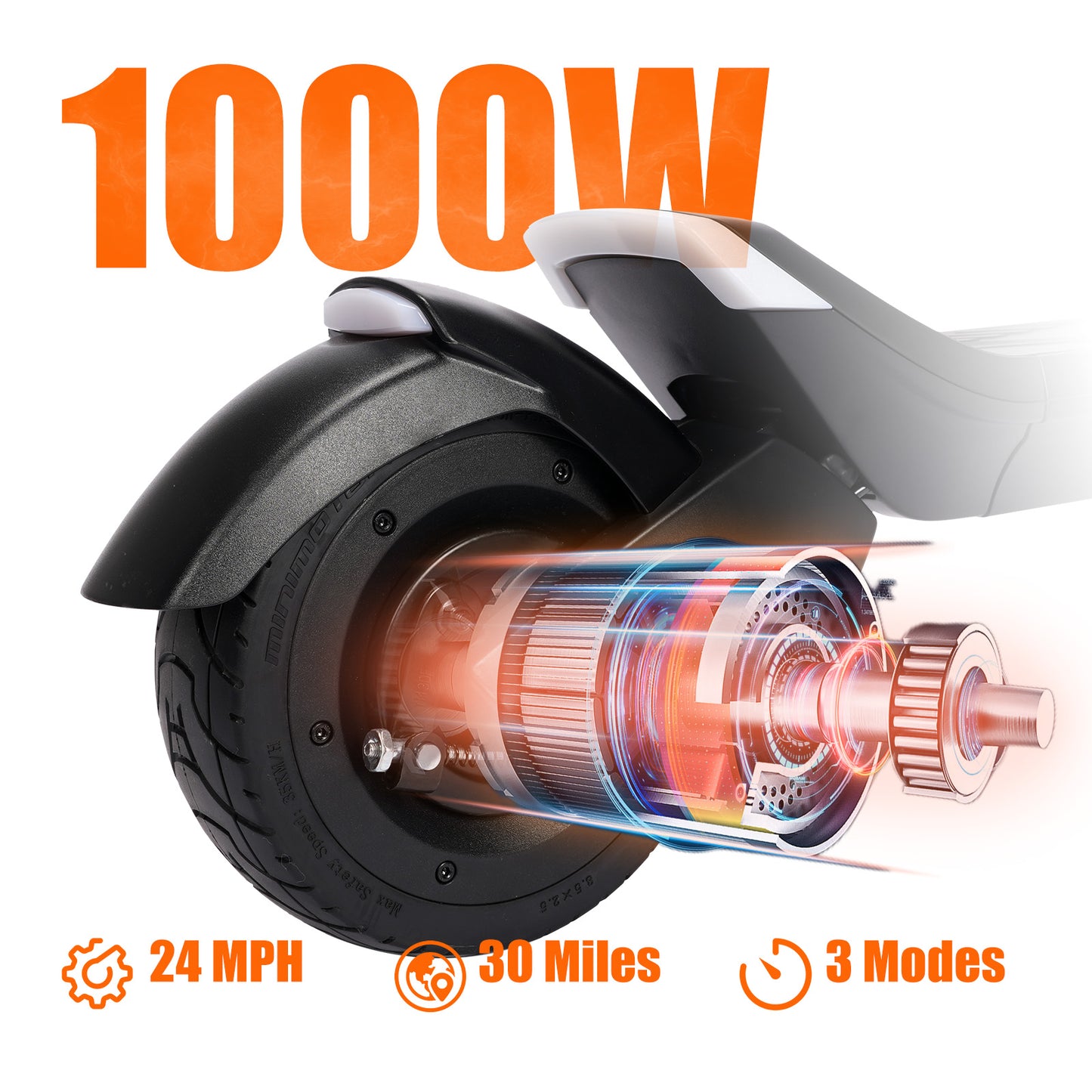 ETEKHOP Electric Scooter for Adult,1000W Peak Motor, Max 24 Mph 30 Miles Long Range, 36V 15AH UL 2272 Battery, 9" Off-Road Shock Tire,with NFC Lock App Control Commuting Electric Scooter with All-Terrain Suspension