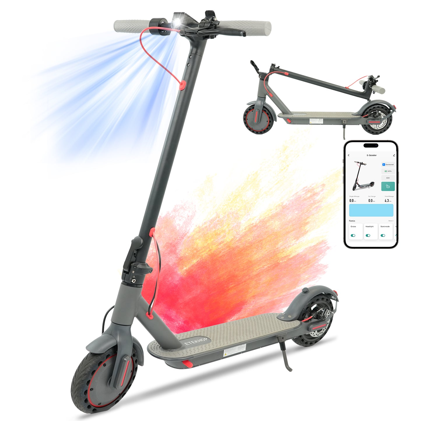 Electric Scooter,30 Miles Long Range 36V 10.5AH Battery,350W Motor,19 Mph Top Speed,8.5" Solid Tires Portable Commuter Folding Electric Scooter for Adults and Teens with APP Control