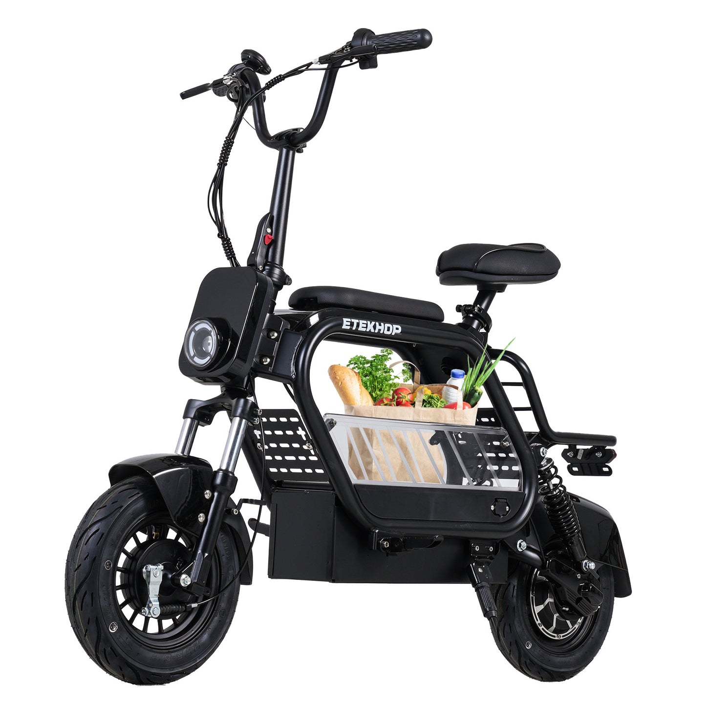 ETEKHOP Electric Scooter For Adults, 48V 20Ah Samsung Battery, 50 Miles Long Range, 800W Peak Power, 24MPH Top Speed, All-Terrain 14" Tubeless Tires, with Large Storage and Front Rear Suspension
