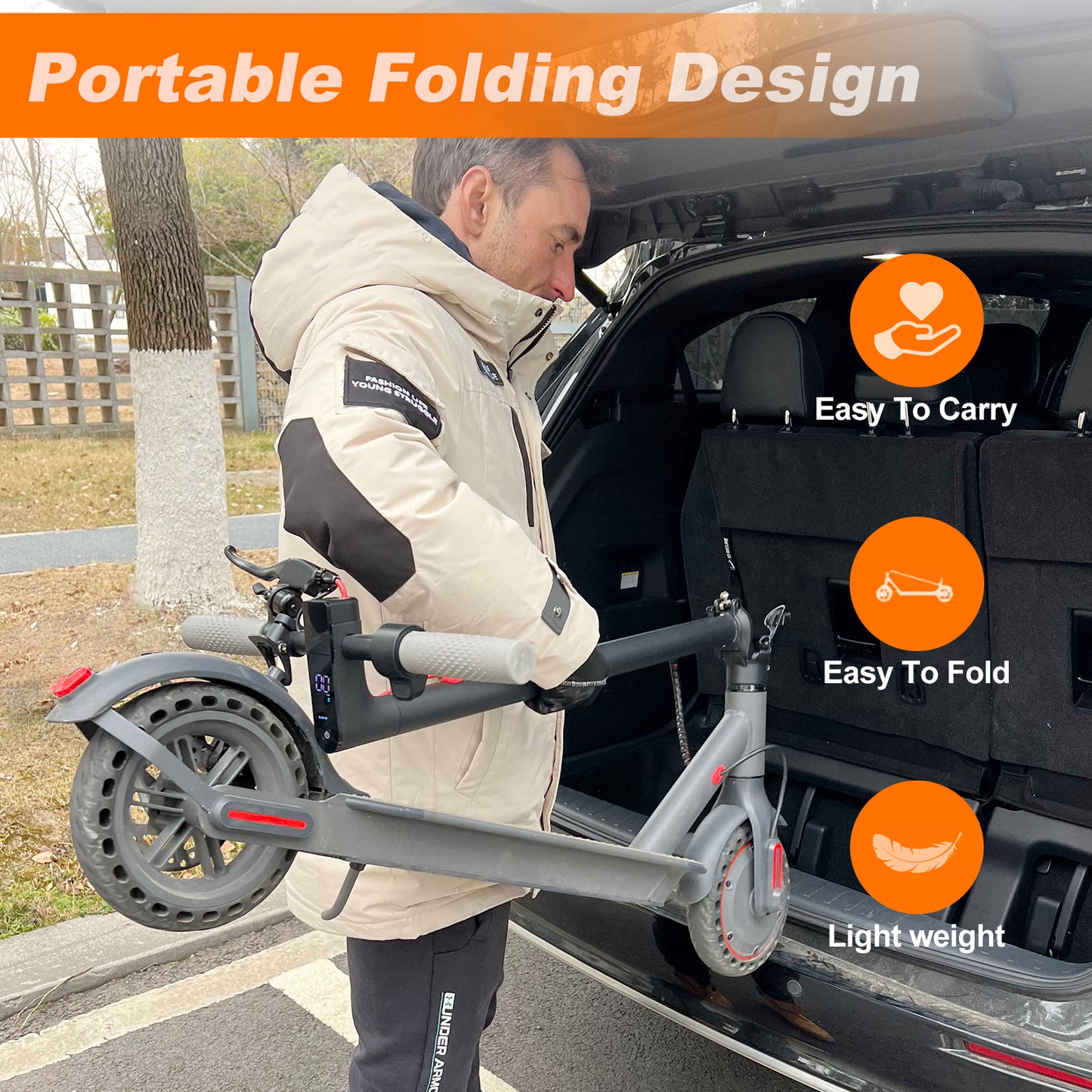 Electric Scooter,30 Miles Long Range 36V 10.5AH Battery,350W Motor,19 Mph Top Speed,8.5" Solid Tires Portable Commuter Folding Electric Scooter for Adults and Teens with APP Control