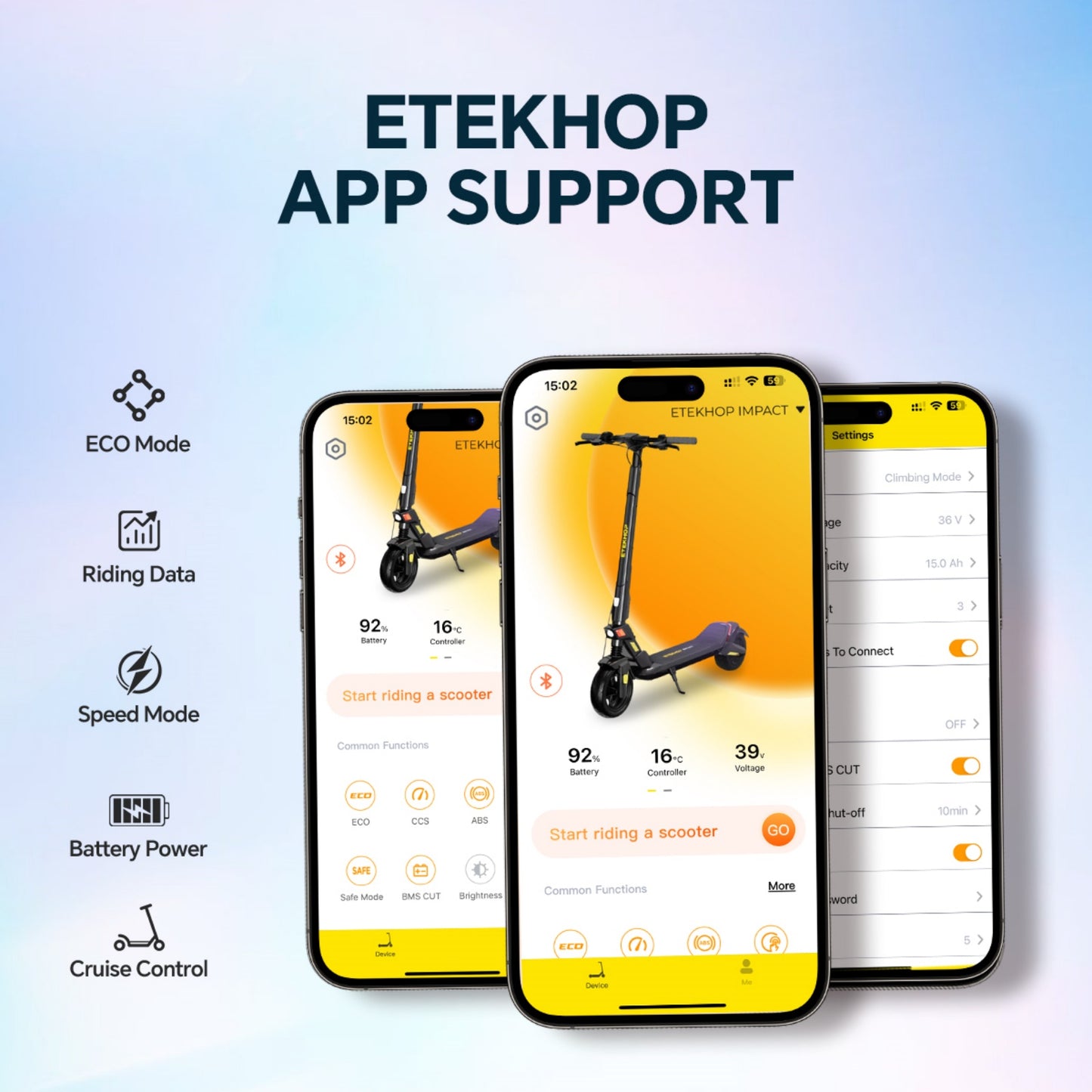 ETEKHOP Electric Scooter for Adult,1000W Peak Motor, Max 24 Mph 30 Miles Long Range, 36V 15AH UL 2272 Battery, 9" Off-Road Shock Tire,with NFC Lock App Control Commuting Electric Scooter with All-Terrain Suspension
