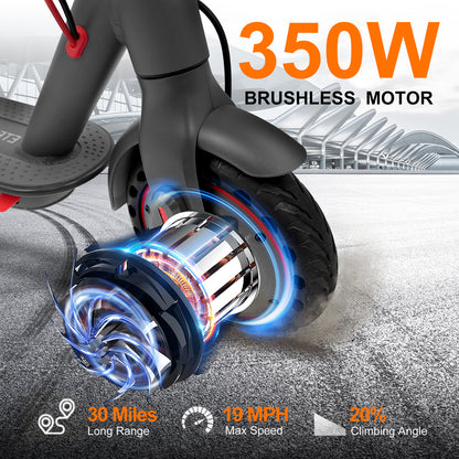 Electric Scooter,30 Miles Long Range 36V 10.5AH Battery,350W Motor,19 Mph Top Speed,8.5" Solid Tires Portable Commuter Folding Electric Scooter for Adults and Teens with APP Control