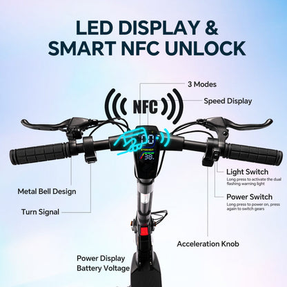 ETEKHOP Electric Scooter for Adult,1000W Peak Motor, Max 24 Mph 30 Miles Long Range, 36V 15AH UL 2272 Battery, 9" Off-Road Shock Tire,with NFC Lock App Control Commuting Electric Scooter with All-Terrain Suspension