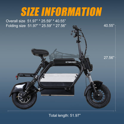 ETEKHOP Electric Scooter For Adults, 48V 20Ah Samsung Battery, 50 Miles Long Range, 800W Peak Power, 24MPH Top Speed, All-Terrain 14" Tubeless Tires, with Large Storage and Front Rear Suspension